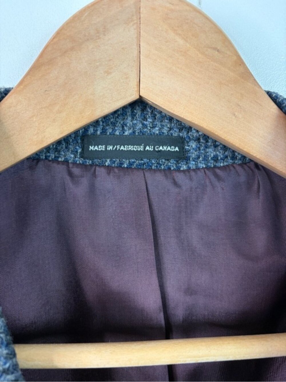 Vintage Harris Tweed Mens Blue Gray Herringbone Suit Jacket Wool sz 44 Long 44L - Picture 15 of 15